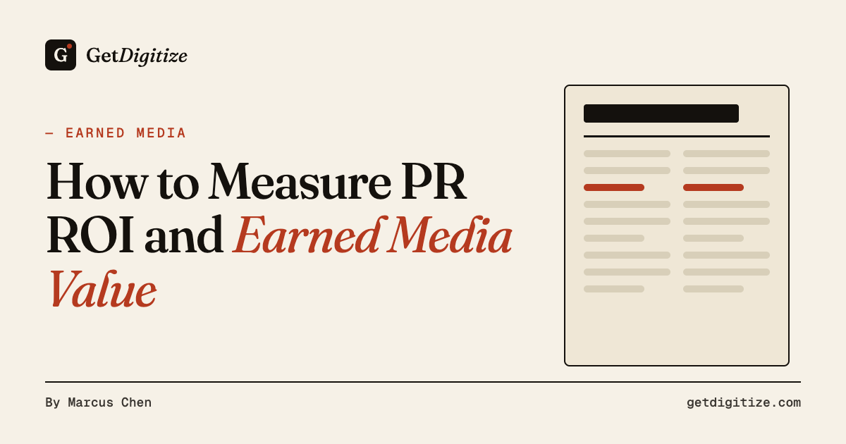 GetDigitize title card for How to Measure PR ROI and Earned Media Value