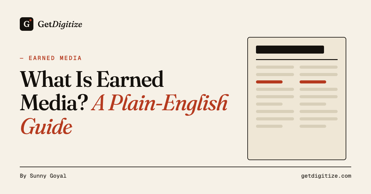 GetDigitize title card for What Is Earned Media? A Plain-English Guide